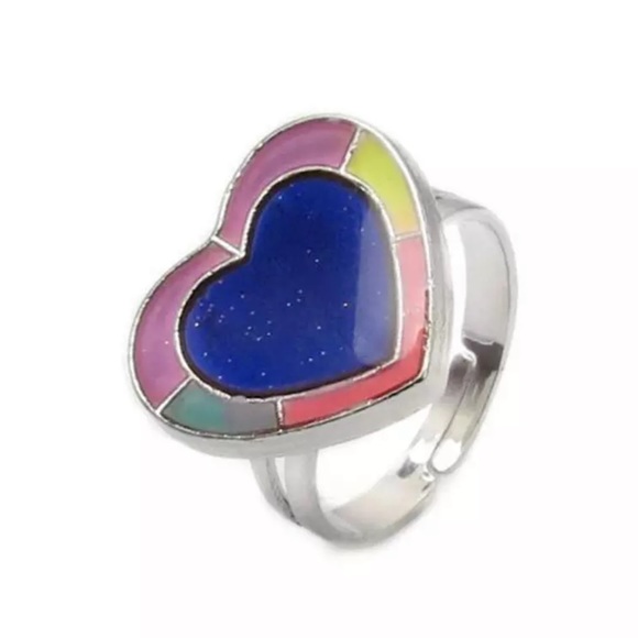 Mood ring color changing womens girls adjustable fun silver rainbow jewelry - Picture 9 of 10